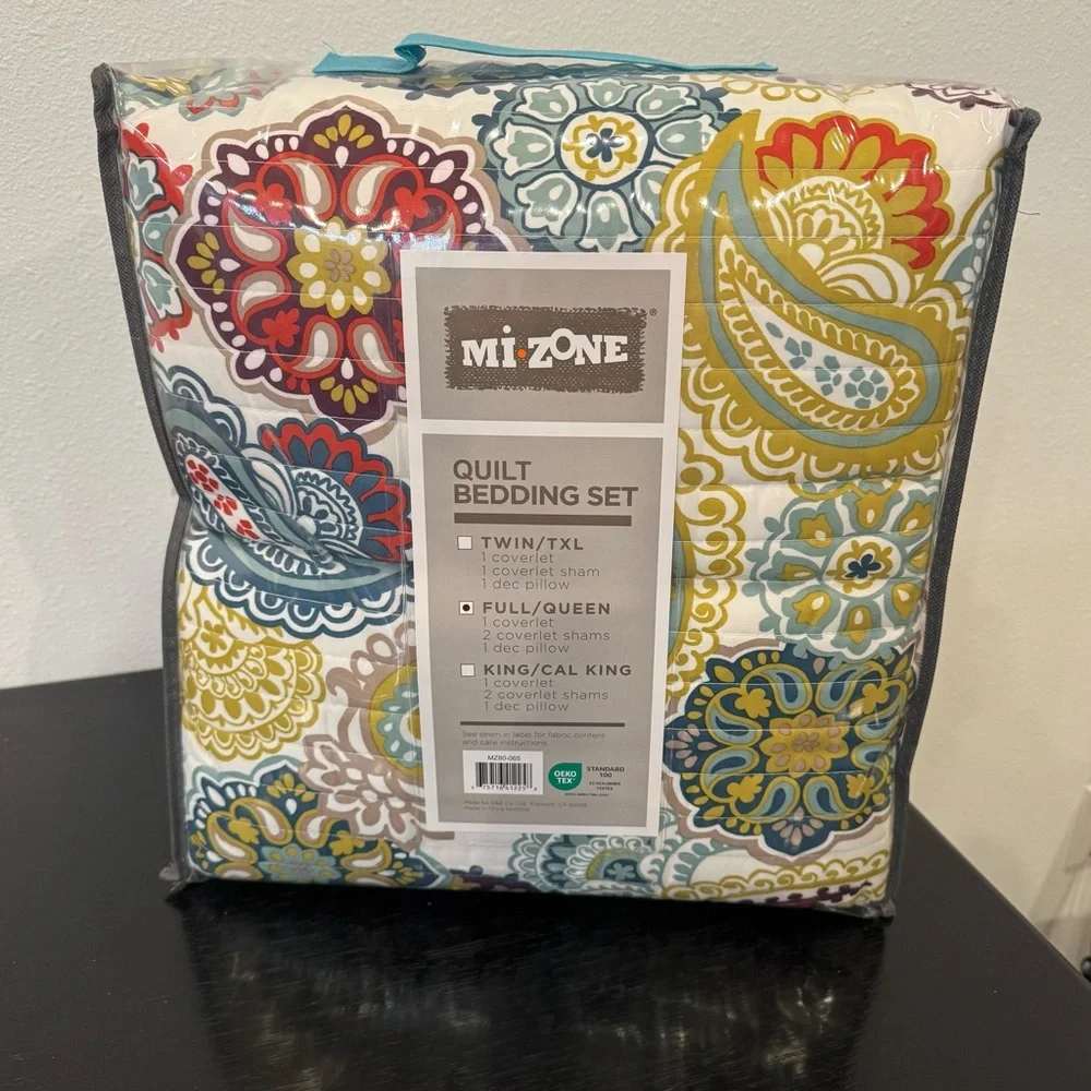 New. Still in package. Tamil Paisley Queen quilt set. Boho